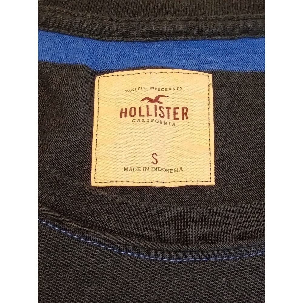 Hollister Womens Navy Blue Striped Raglan Long Sleeve Scoop Neck Top Size S - Picture 3 of 8